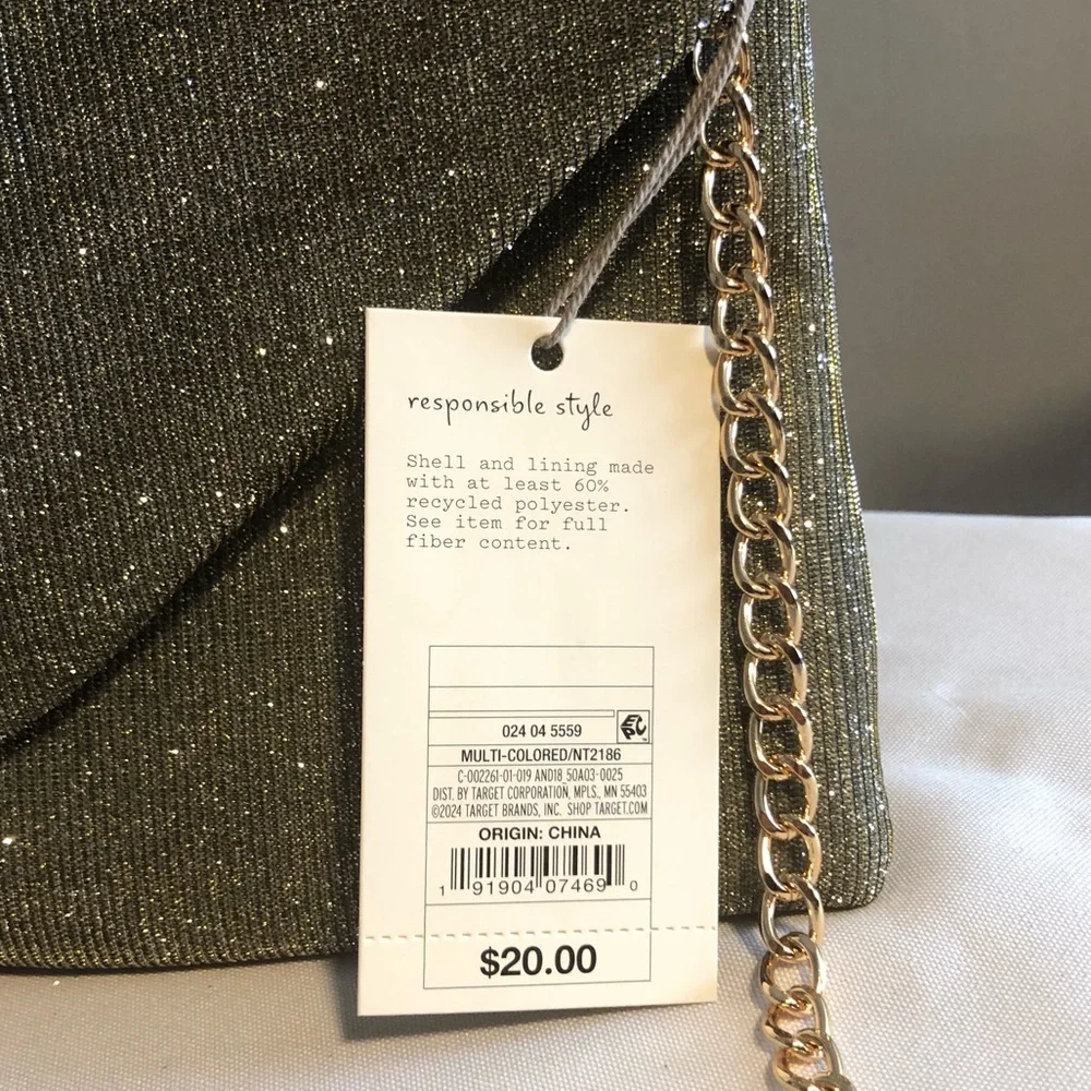 NWT a new day  Glitter Envelope Crossbody with Gold Chain - Picture 4 of 5